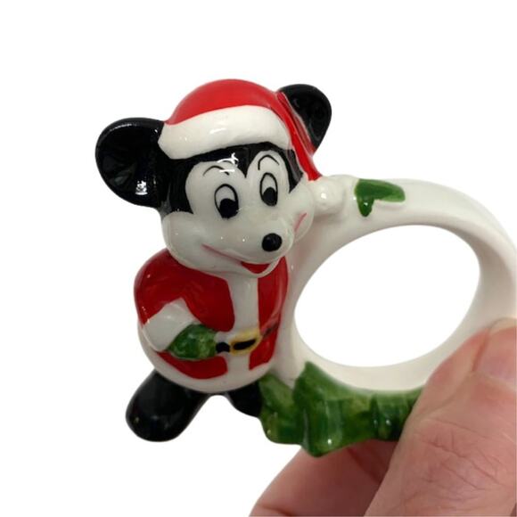 VTG WALT DISNEY Productions Christmas Napkin Rings Mickey & Minnie Mouse Japan - Picture 2 of 6